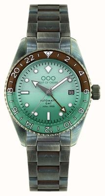 Out Of Order After 8 automatique gmt (40 mm) cadran vert menthe / bracelet en acier inoxydable ultra vieilli OOO.001-25.AE.BAND