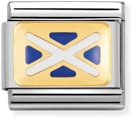Nomination Classic Scotland Flag Enamel 18ct Gold & Steel Charm 030234/07