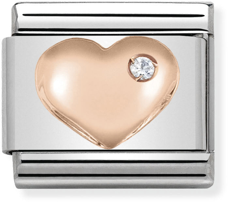 Nomination Classic Heart 9ct Rose Gold & Steel Charm 430305/01
