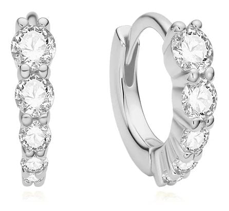 Ania Haie Silver Gracuated Sparkle Huggie Hoop Earrings E075 Jewellery