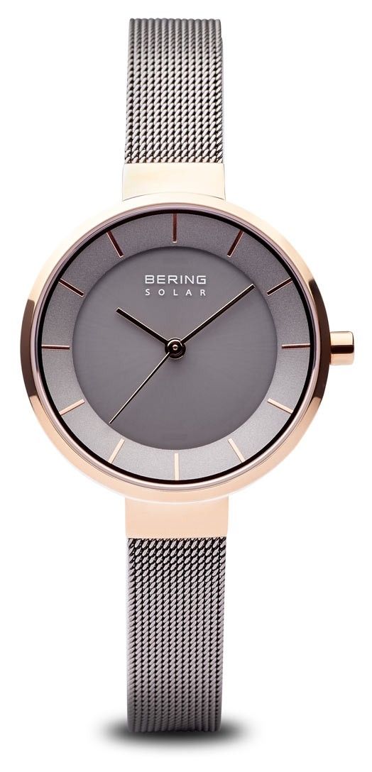 Bering Damen-Solar-Gehäuse in Roségold, Mesh-Armband aus uhr-image-48958