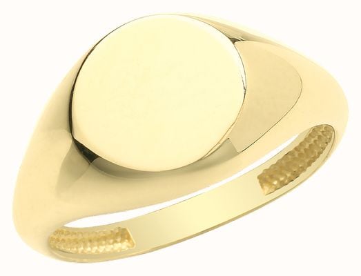 James Moore TH 9ct Yellow Gold Womens Round Signet Ring Size L RN940/L