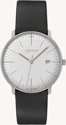 Junghans Max Bill MEGA Solar (38mm) White Dial / Black Leather Strap 59/2326.02