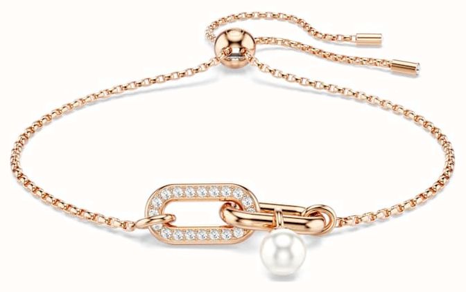 Swarovski Constella Bracelet Crystal Pearl, Round Cut, White, Rose Gold ...