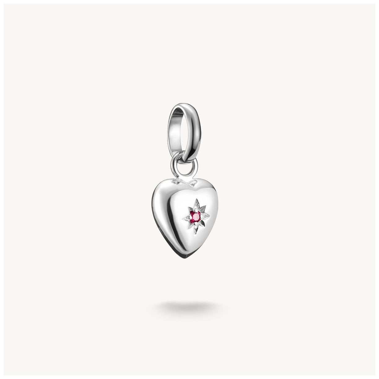 Thomas Sabo Silver Heart with Lab-Grown Ruby Star Charm Jewellery