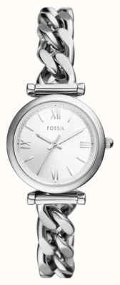Fossil Women's Carlie (28mm) Silver Dial / Stainless Steel Chain-Style Bracelet ES5331