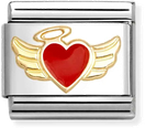 Nomination Classic Angel Heart 18ct Gold & Steel Enamel Charm 030207/52