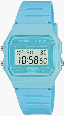 Casio Vintage f-91w (35,2 mm) cadran numérique / résine bleu clair F-91WC-2AEF
