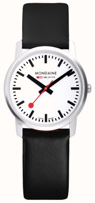 Mondaine 男士简约优雅黑色皮革手表 41 毫米表壳 A638.30350.11SBO