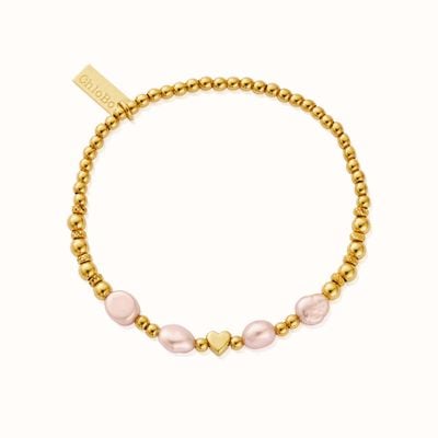 ChloBo 'With Love' Pink Pearl Bracelet - 18ct Gold Plated GBFRPP