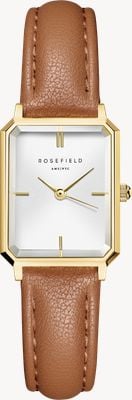 Rosefield Octagon xs (19,5 mm) quadrante bianco / cinturino in pelle marrone cammello OWBLG-O85