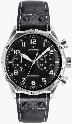 Junghans Men's Meister Pilot Black Leather Strap 27/3590.00