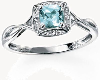 Elements Gold W/g Diamond Aqua Twist Ring Size O GR327T