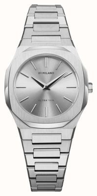 D1 Milano 超薄型ゼファーシルバー（30mm）シルバーサンレイダイヤル/ステンレススチールブレスレット UTBL30