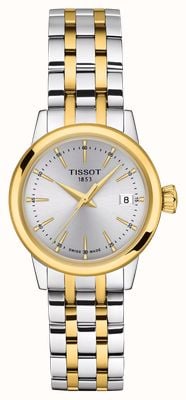 Tissot Relógio clássico Dream Quartz (28 mm) com mostrador prateado e pulseira bicolor em aço inoxidável. T1292102203100