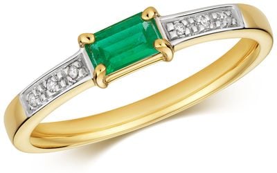 Treasure House Women's 9ct Yellow Gold Diamond and Emerald Ring RD927E