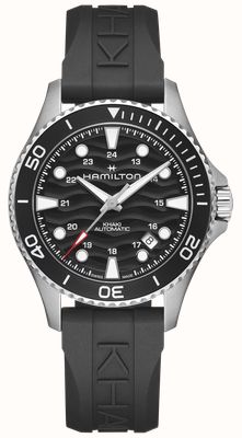 Hamilton Khaki Navy Scuba Automatik (40 mm) schwarzes Wellenzifferblatt / schwarzes Kautschukarmband H82415330