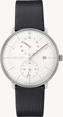 Junghans マックスビル レギュレーター バウハウス (40mm) ホワイト文字盤/ブラックレザーストラップ 27/4493.02