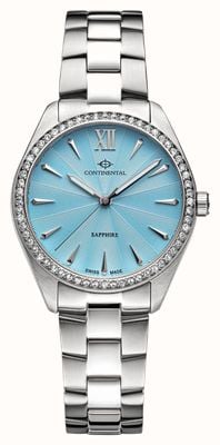 Continental Cadran bleu texturé rond en cristal (32,5 mm) / bracelet en acier inoxydable 22508-LT101831