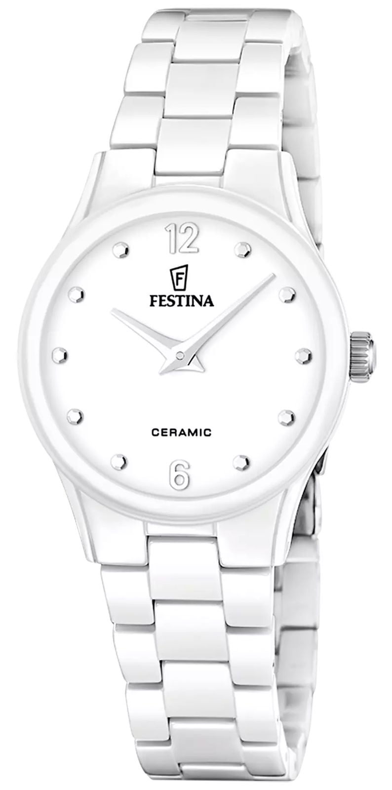 Festina Ceramic Quartz (30.5mm) White Dial / White Ceramic Watch