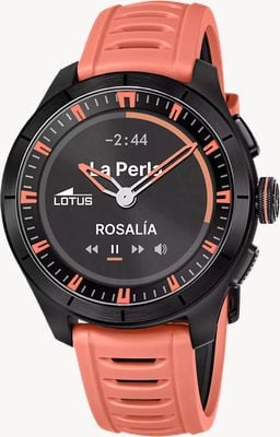 Lotus Connected Full D Hybrid Smartwatch (45mm) Digital Display / Coral Pink Rubber Strap 20001/6
