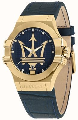 Maserati Reloj de hombre Potenza con correa de piel azul R8851108035