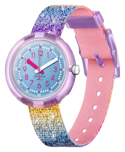 Flik Flak Brillez en arc-en-ciel | cadran bleu | bracelet montre