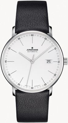 Junghans Vorm een zwarte kalfsleren riem met staafjes 27/4730.00