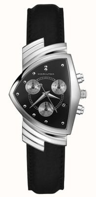 Hamilton Ventura chronographe quartz *homme en noir ii - 2002* (24mm) cadran noir / cuir noir H24412732