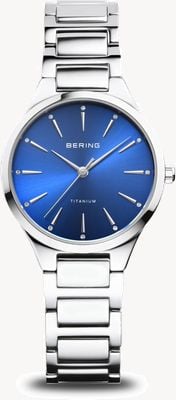 Bering Damska tytanowa (30 mm) niebieska tarcza / tytanowa bransoletka 15630-707