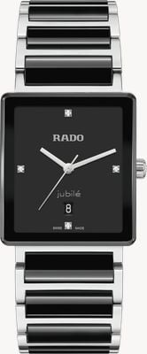 RADO Integrale diamanten quartz (31,5 mm) zwart gelakte wijzerplaat / zwarte hightech keramiek & stalen band R20255712