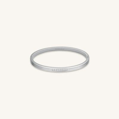 Rosefield Jewellery Gestreepte zilveren bangle met kristallen JBSCS-J1038