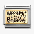 Nomination Charm, Composable Link, HAPPY BIRTHDAY yellow gold 030166/60