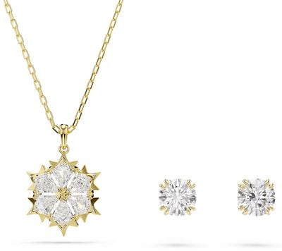 Swarovski Magic set, Set (2), Mixed cuts, Snowflake, White, 18K gold finish 5758002