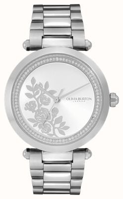 Olivia Burton signature | cadran fleuri argenté | bracelet en acier inoxydable 24000042