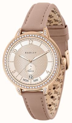 Radley Smartwatch z serii 33 AMOLED (37 mm) z różowym skórzanym paskiem RYS33-2166