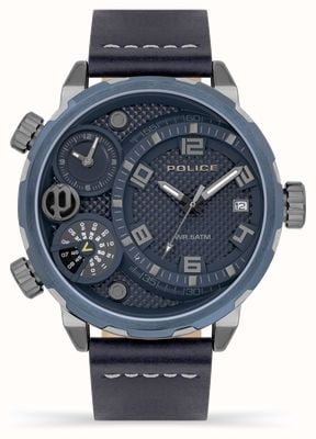 Police Ray (51mm) cadran bleu / bracelet cuir bleu PEWJB2195340