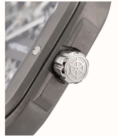 Herbelin Cap Camarat Square Titanium Automatic (40.5mm) Skeleton Dial / Khaki Green FKM Rubber Strap Watch 1846SQTDCK - vue alternative 3