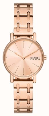 Skagen Signatur lille feminino (30 mm) mostrador em ouro rosa/pulseira em aço inoxidável em tom de ouro rosa SKW3125