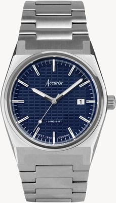Accurist Herrenuhr Origin (41 mm) mit strukturiertem blauem Zifferblatt und Edelstahlarmband 70019