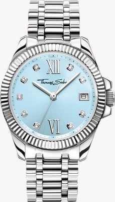 Thomas Sabo 神圣水晶（33毫米）浅蓝色太阳纹表盘/不锈钢表链 WA0405-201-209-33
