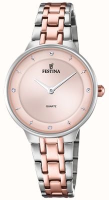 Festina レディースローズプレート。 czセットとスチールブレスレット付きの時計 F20626/2