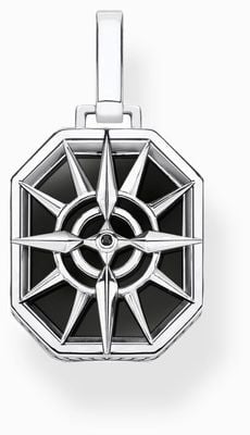 Thomas Sabo Compass Pendant Black Onyx and Zirconia Sterling Silver - Pendant Only PE911-641-11