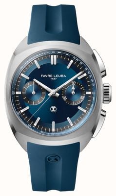 Favre Leuba Chief Chronograph Automatik (41 mm) blaues Zifferblatt mit Sonnenschliff / blaues Kautschukarmband 00.20101.113.02.302
