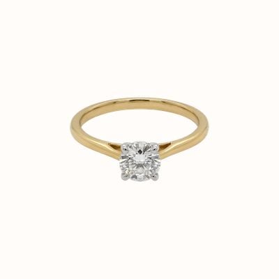 18ct Yellow Gold Platinum Round Diamond 0.60  F Si1 Ex Ex Ex J70309