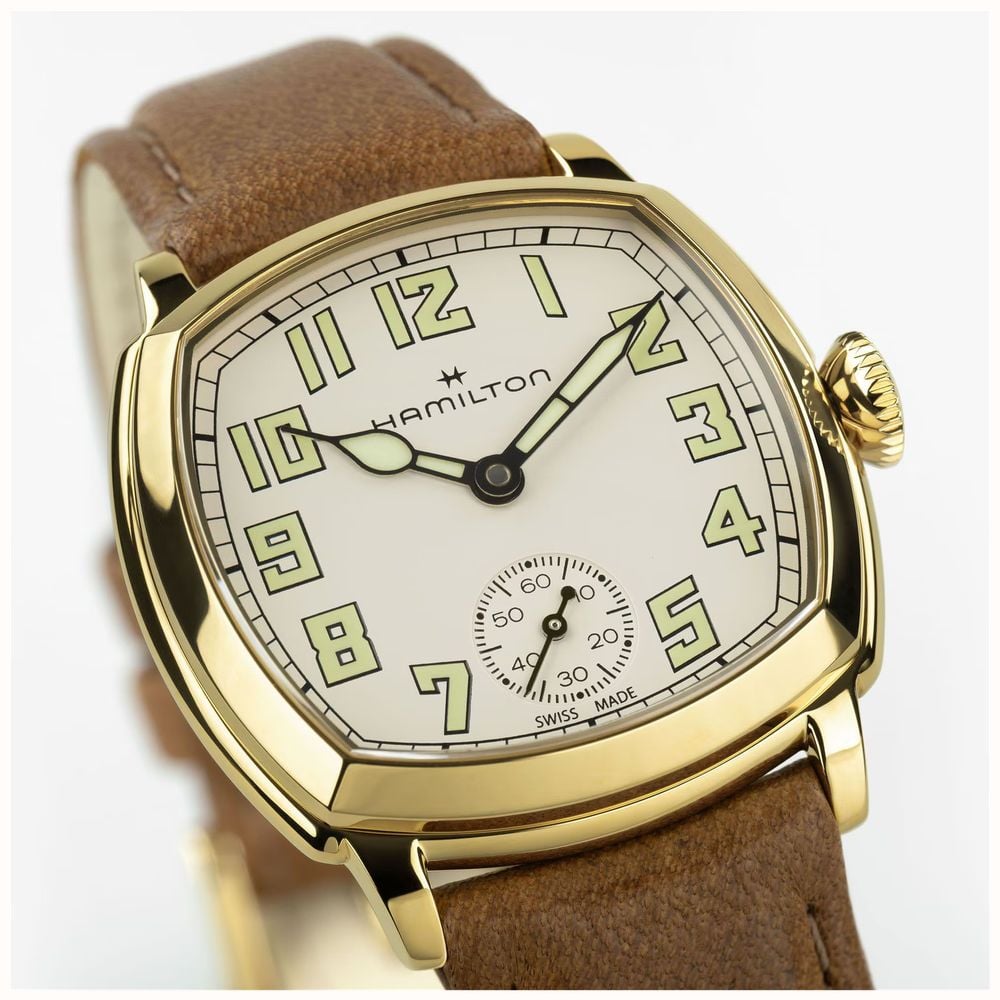 Hamilton American Classic Cushion Mechanical (30mm) Sandblasted Beige Dial / Brown Leather Strap Watch H36119520 - alternative Ansicht 5