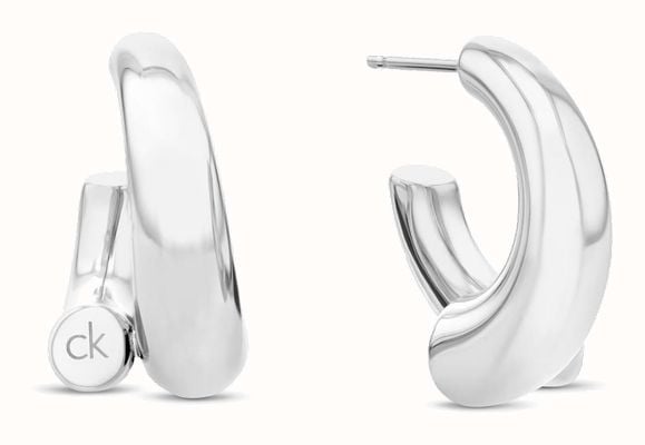 Calvin Klein Ladies Sterling Silver Spiral Hooped Earrings 35000764