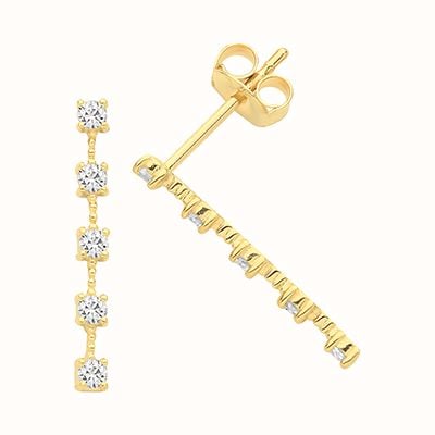 James Moore TH 9ct Y/g Cz Linear Mini Bar Studs ES1610