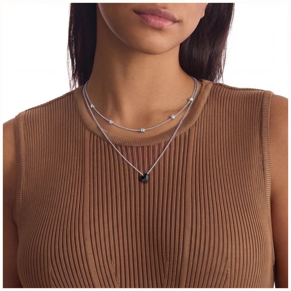 Calvin Klein Ladies Faceted Black Heart Stainless Steel Double Necklace 35000999 - vista alternativa 2