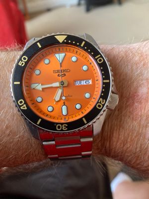 Seiko 5 Sport Sports Automatic Orange Dial Stainless Steel SRPD59K1 First Class Watches CAN